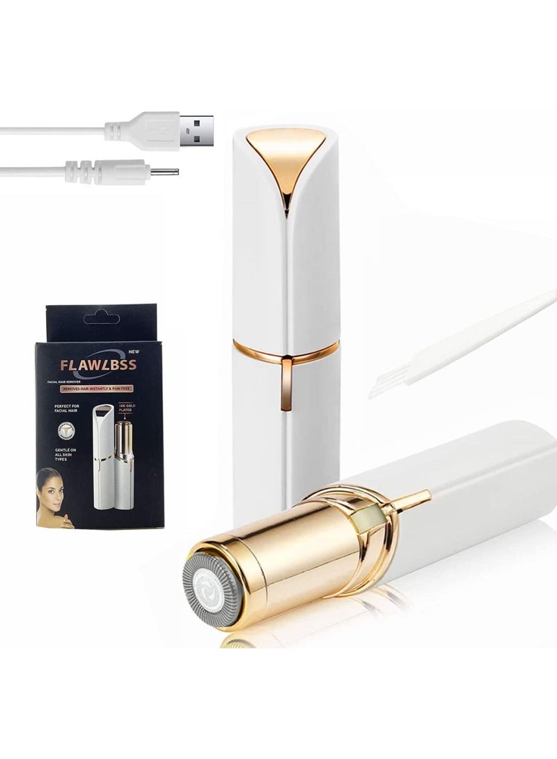 Electric Facial Hair Remover, Women’s Portable Facial Hair Trimmer, Best Painless Flawless Hair Remover for Women Bikini Area, Peach Fuzz - Image 1