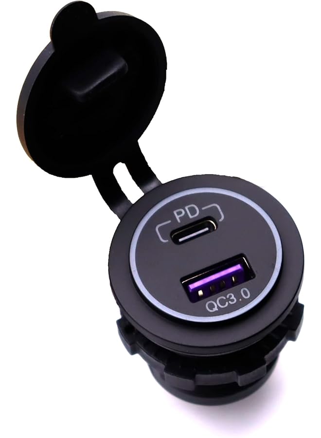 إيروريكس شاحن سيارة مقاوم للماء 12 فولت Qc3.0 منفذ طاقة Qc3.0 USB A و PD Type C مقبس طاقة شاحن سيارة منفذ مقبس طاقة للسيارة البحرية والقوارب والشاحنات الترفيهية - Image 1