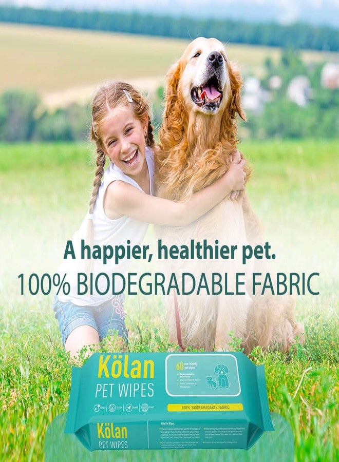 Kolan Pet Wipes 60 Count | Combo Pack of 3 | Fragrance-Free, Grooming Wet Wipes | Eco-Friendly and Biodegradable | for Dogs, Cats, Puppies, Rabbits and Small Pets - Image 4
