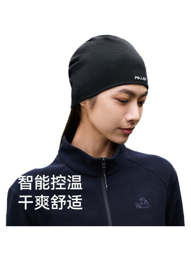 Pelliot [P Series] Outdoor Warm Hat For Men And Women, Merino Wool Cold-Resistant Hiking And Skiing Cap 164334001 Black - Image 2