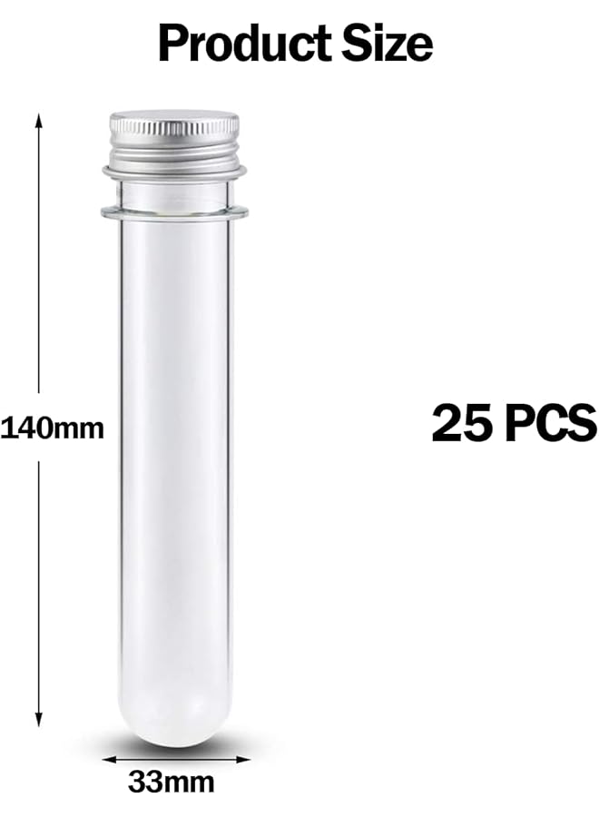 erorex Clear Plastic Test Tubes 25 Pcs 31X140Mm 40Ml Test Tubes With Screw Caps For Salt Container Bath Salts Classroom Supplies Storage Container  - Image 5