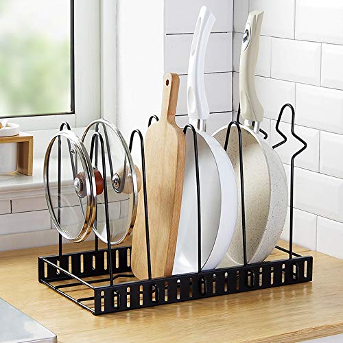 Orrda Height Adjustable Kitchen Cookware Organizer Pan Rack Pot tawa Holder Stand - Image 1