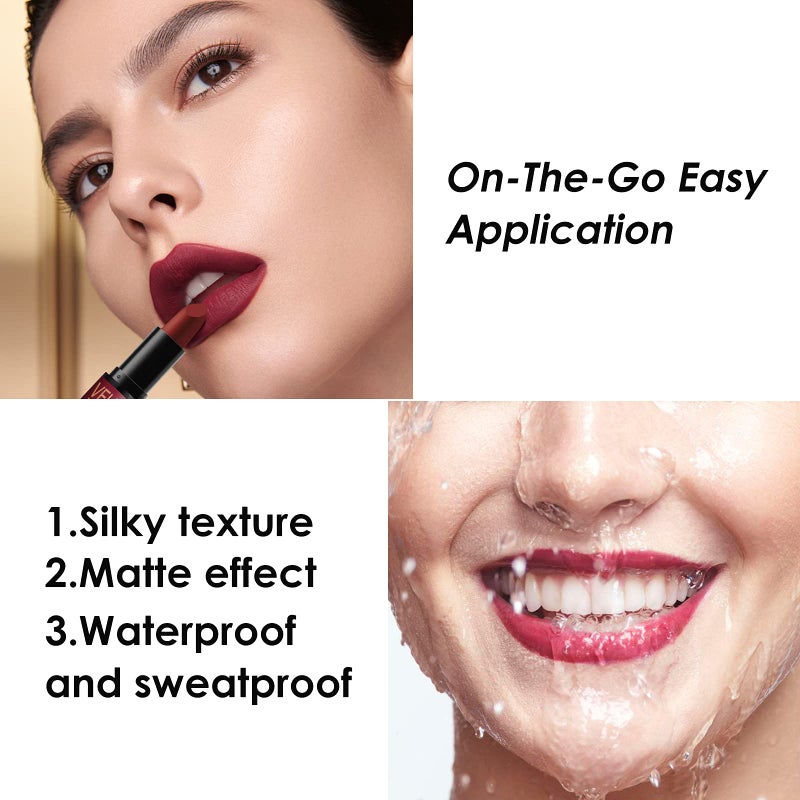 Dulele 6 Colors of Velvet Smooth Matte Lipstick Set, Long Lasting & Waterproof Non-Stick Cup Nude Color Lip Makeup Gift Set for Girls and Women - Image 3