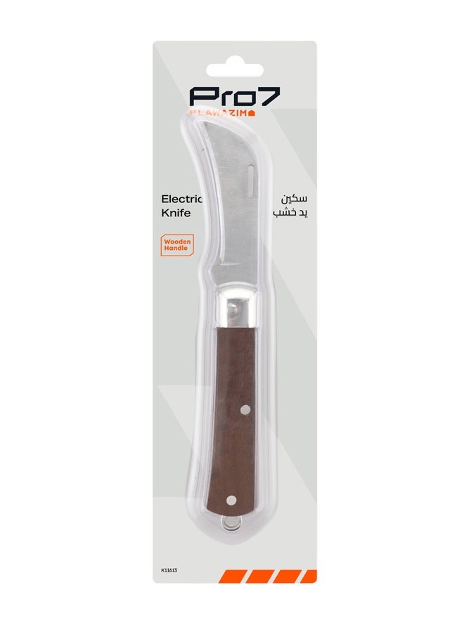 LAWAZIM Pro7 Electric Knife with Wooden Handle - Compact Folding Utility Knife with Hawkbill Blade and Swivel Ring Belt Clip, Ideal for Electrical Repairs, Cable Cutting, Wire Stripping, and DIY Projects - Image 5
