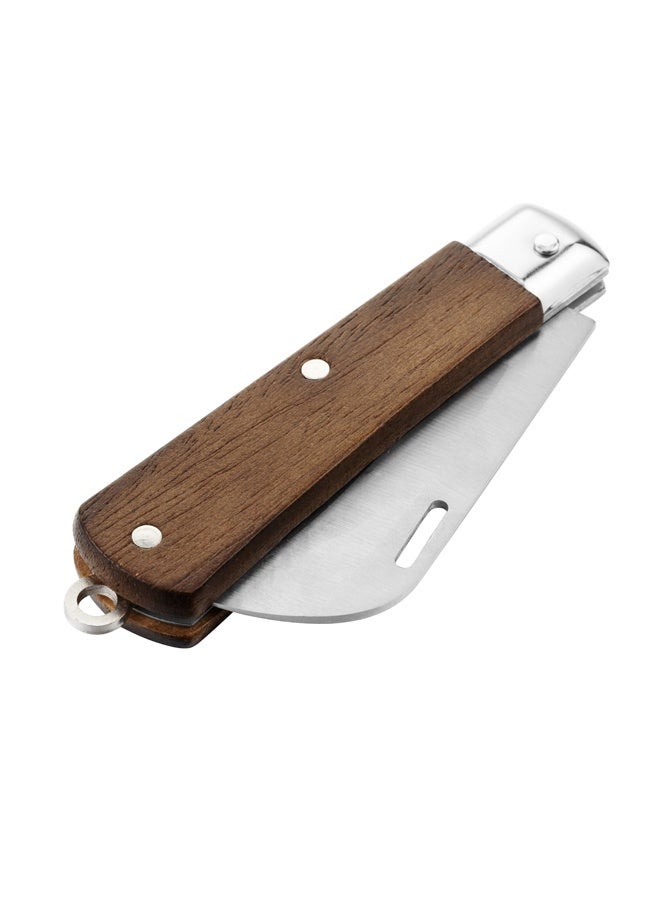LAWAZIM Pro7 Electric Knife with Wooden Handle - Compact Folding Utility Knife with Hawkbill Blade and Swivel Ring Belt Clip, Ideal for Electrical Repairs, Cable Cutting, Wire Stripping, and DIY Projects - Image 2
