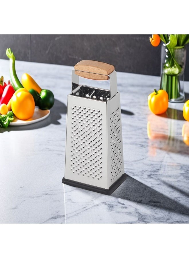 Danube Home Danube Essential Four-Sided Box Grater Durable Stainless Steel Perfect For Shredding Slicing And Grating Cheese Vegetables And More Ideal For Kitchen Use 10.5X8X24.5 Cm - Image 1