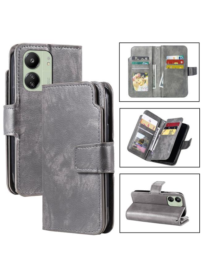 The Bros Case For Xiaomi Poco C65 Global / M6 Tri-Fold 9-Card Wallets Leather Phone Case
