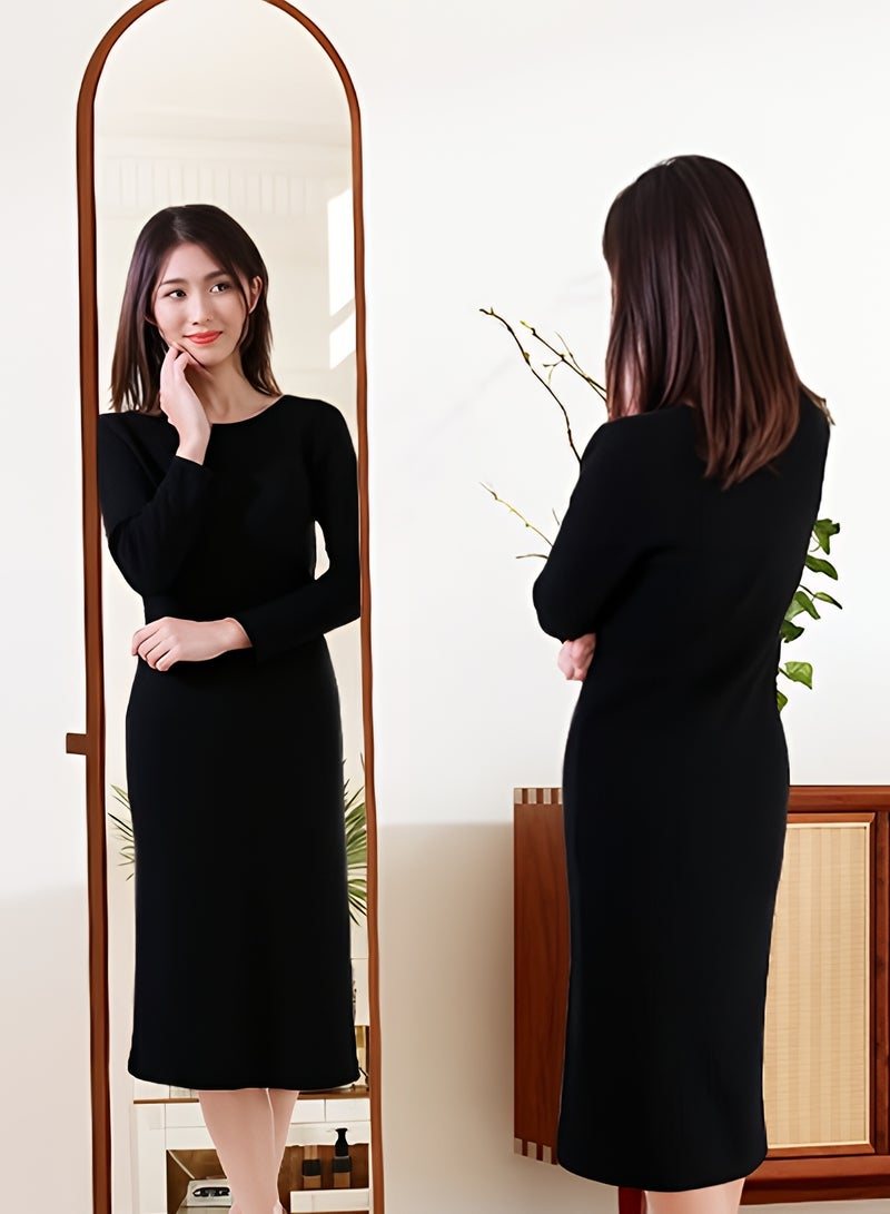 تايمي مرآة طويلة 166x46سم - مرآة دوارة مزودة بعلاقة ملابس خلفية ورفوف تخزين - مرآة خشبية بتصميم انيق وديكور عصري مناسبة لغرف اللبس وغرف النوم وبجانب الباب - Image 4