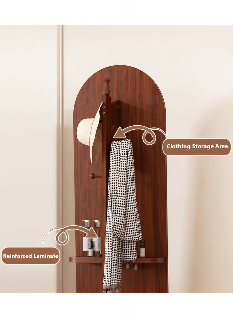 تايمي مرآة طويلة 166x46سم - مرآة دوارة مزودة بعلاقة ملابس خلفية ورفوف تخزين - مرآة خشبية بتصميم انيق وديكور عصري مناسبة لغرف اللبس وغرف النوم وبجانب الباب - Image 5