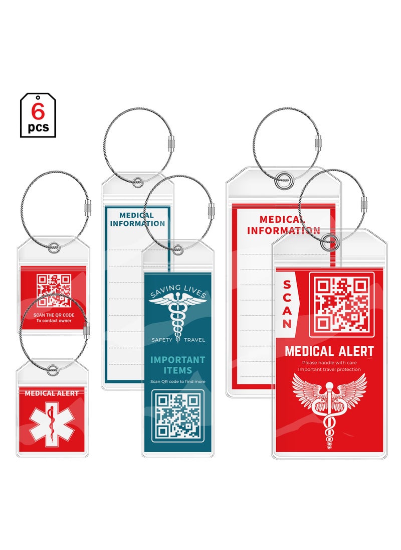 DISONCARE DISONCARE Medical Equipment Luggage Tag Cruise Insulin Diabetic Supplies Medic Alert Tags Replaceable Inside Label Card, Diabetic Gifts, with QR Code Save Online Medical Profile - 6 Pack  - Image 1