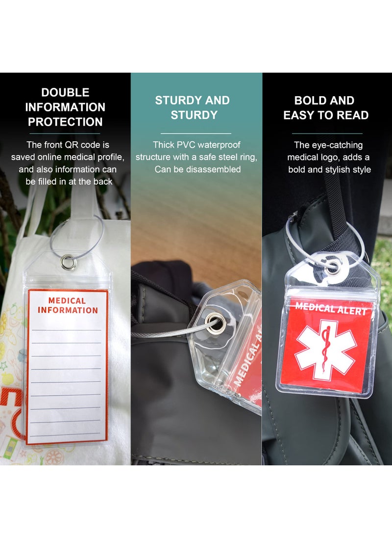 DISONCARE DISONCARE Medical Equipment Luggage Tag Cruise Insulin Diabetic Supplies Medic Alert Tags Replaceable Inside Label Card, Diabetic Gifts, with QR Code Save Online Medical Profile - 6 Pack  - Image 5