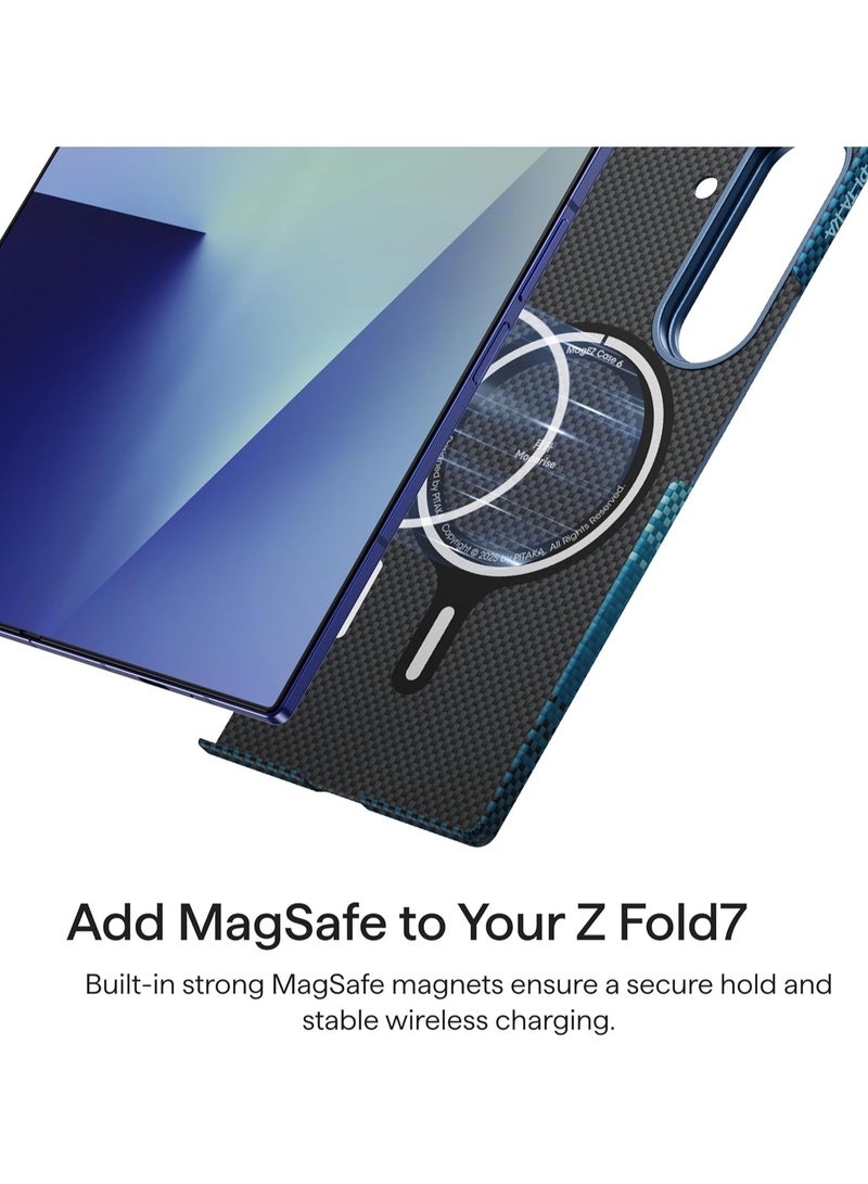 pitaka for Z Fold 7 Case, Compatible with MagSafe, Slim & Light Galaxy Z Fold 7 Case with Caseless Touch Feeling, 1500D Aramid Fiber Made, Back Cover Only, Moonrise - Image 5