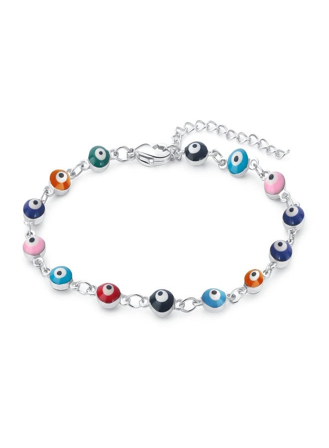 DeScount Silver Evil Eye Bracelet,Round Evil Eye Bracelets for Women - Image 1