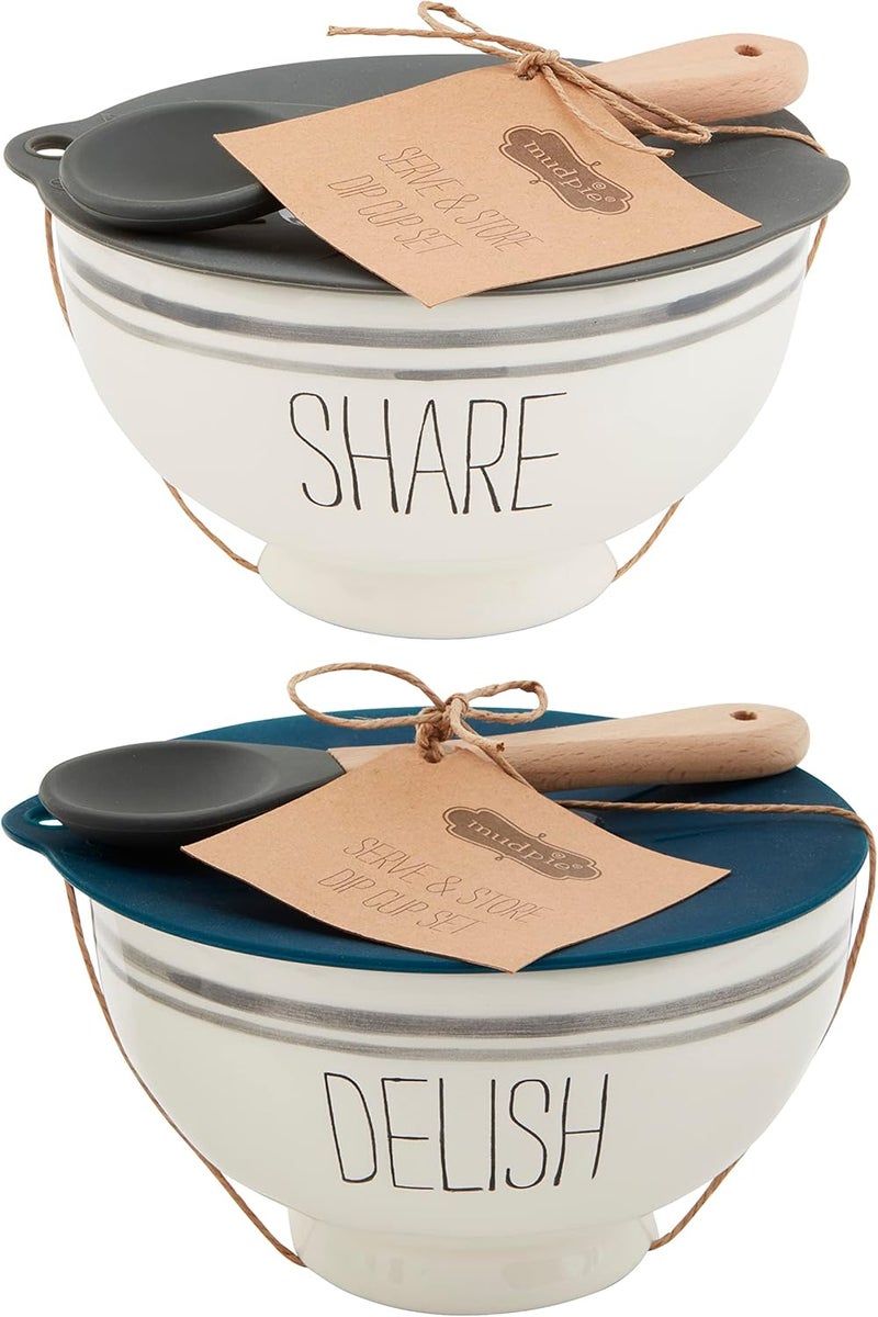 mud pie طقم وعاء بيسترو من ماد باي مع غطاء سيليكون لذيذ 5 بوصة - Image 3