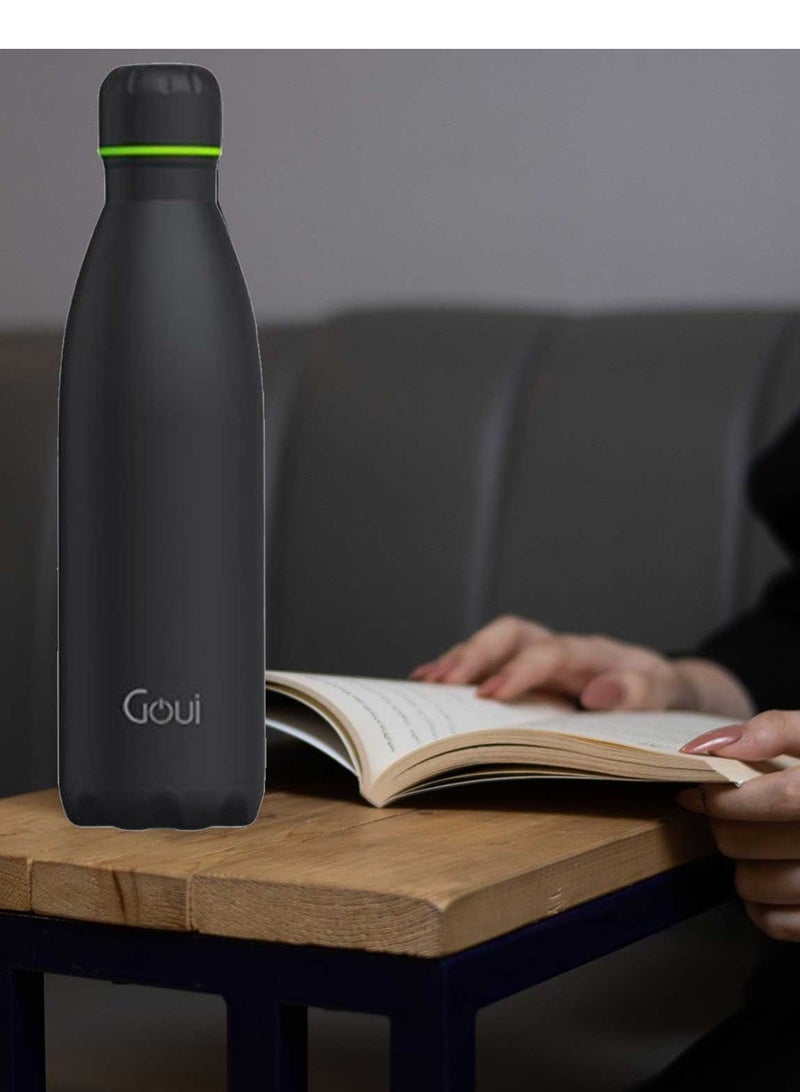 جوي لوتش - زجاجة معزولة حراريًا مزدوجة من الفولاذ المقاوم للصدأ 18/8، عازلة للحرارة الساخنة والباردة لمدة 12 ساعة والمشروب البارد لمدة 24 ساعة - أسود - Image 2