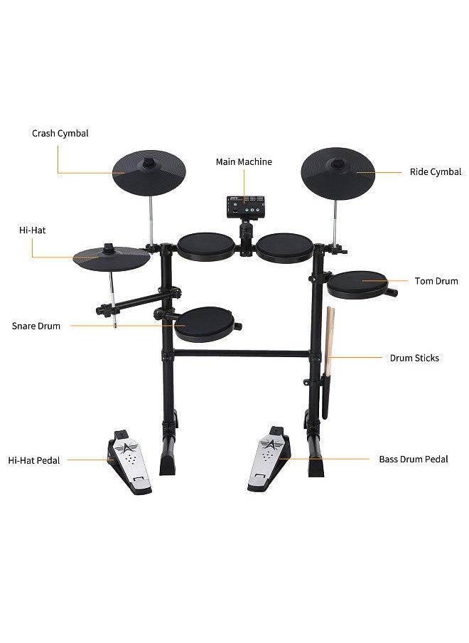 Generic - Electric Drum Set 8 Piece Electronic Drum Kit for Adult Beginner with 144 Sounds Hi-Hat Pedals and USB MIDI Connection Holiday Birthday Gifts - Image 1