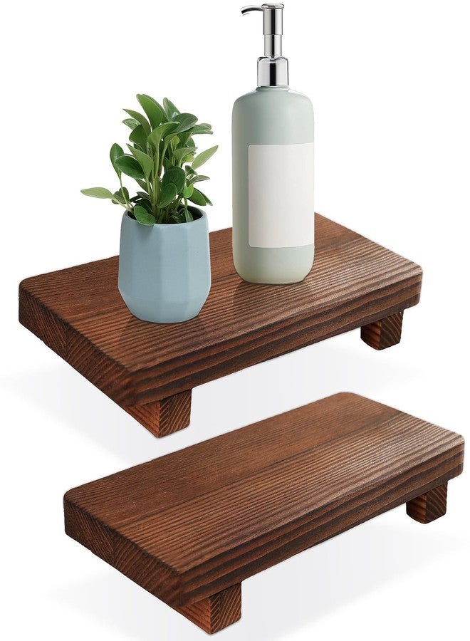 DEBETOOL Wood Riser for Decor Display - 2pcs Wooden Soap Trays for Kitchen Counter and Bathroom Sink Decor, Natural Wooden Pedestal Stand, Soap Stand (Rustic Style) - Image 1