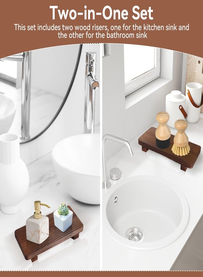 DEBETOOL Wood Riser for Decor Display - 2pcs Wooden Soap Trays for Kitchen Counter and Bathroom Sink Decor, Natural Wooden Pedestal Stand, Soap Stand (Rustic Style) - Image 4