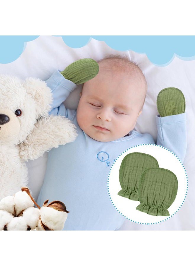 Jeere 8 Pairs Newborn Baby Muslin Mittens 0-6 Months No Scratch Elastic Wrist Soft Breathable Gloves Bulk Cotton for Infant, Light Color, 3.94 x 2.76 inches - Image 4