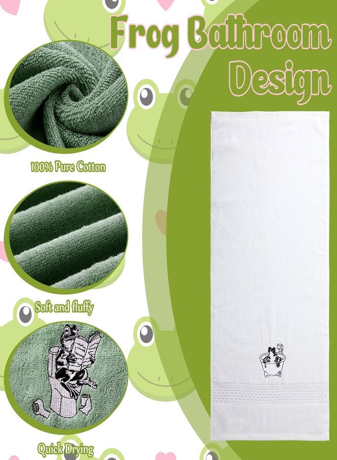 Breling 3 Pcs Frog Hand Towels for Bathroom, Frog Kitchen Hand Towels 13.3 x 29 Inch 100% Cotton Soft Embroidered Washroom Decoration for Animal Lover Restroom Decorative Gifts - Image 4