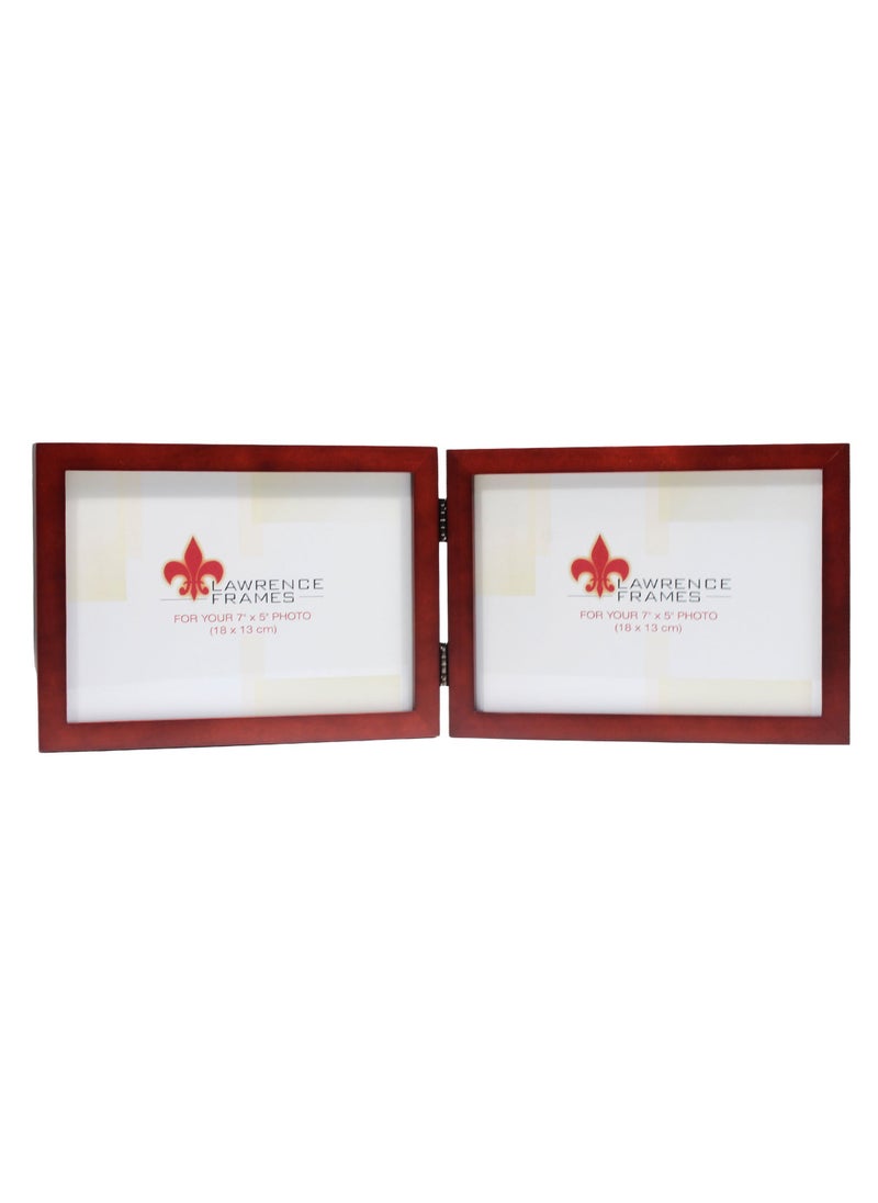 Lawrence Frames Lawrence Frames Hinged Double Horizontal Walnut Wood Picture Frame Gallery Collection 5 by 7Inch 