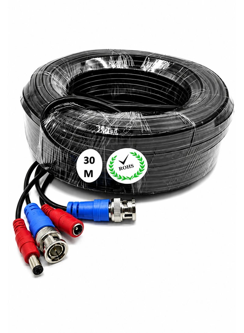 Hivision 30M CCTV Camera Cable – BNC Video & DC Power Cable – Analog Security Camera Extension Wire for DVR Surveillance Systems – Plug & Play - Image 2