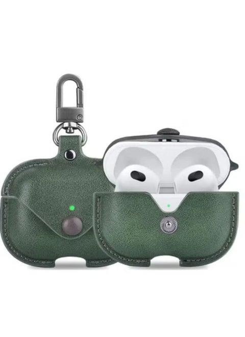 Cover Case for Airpods 2nd Gen 2022, PU Leather Vintage Style Snap Closure Protective [Front LED Visible] Cover with Keychain for AirPods 2022,