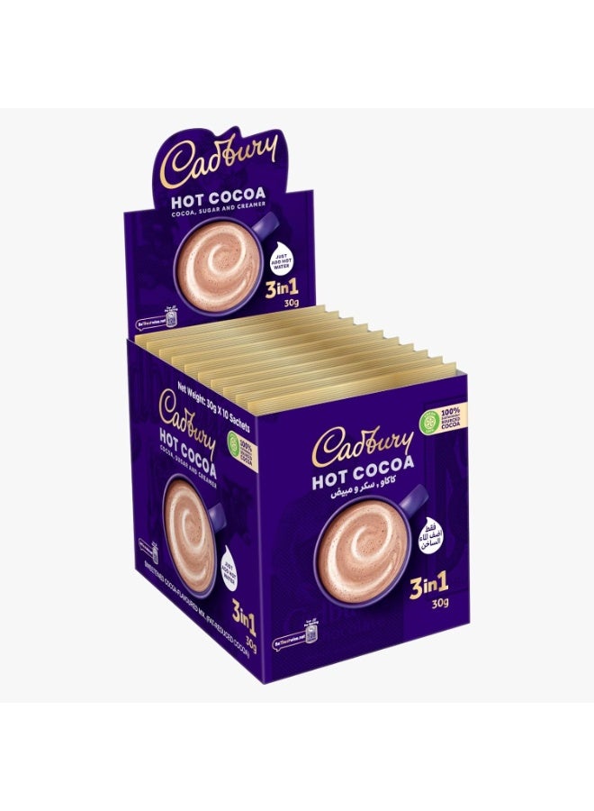 Cadbury 3-in-1 Hot Chocolate Powder Beverage Sachet (30g) pack of 10