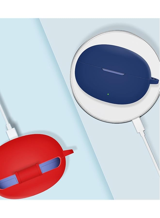 erorex For Realme Buds Air 6 Pro Silicone Case Soft Friendly Shockproof Cover With Carabiner Blue - Image 4