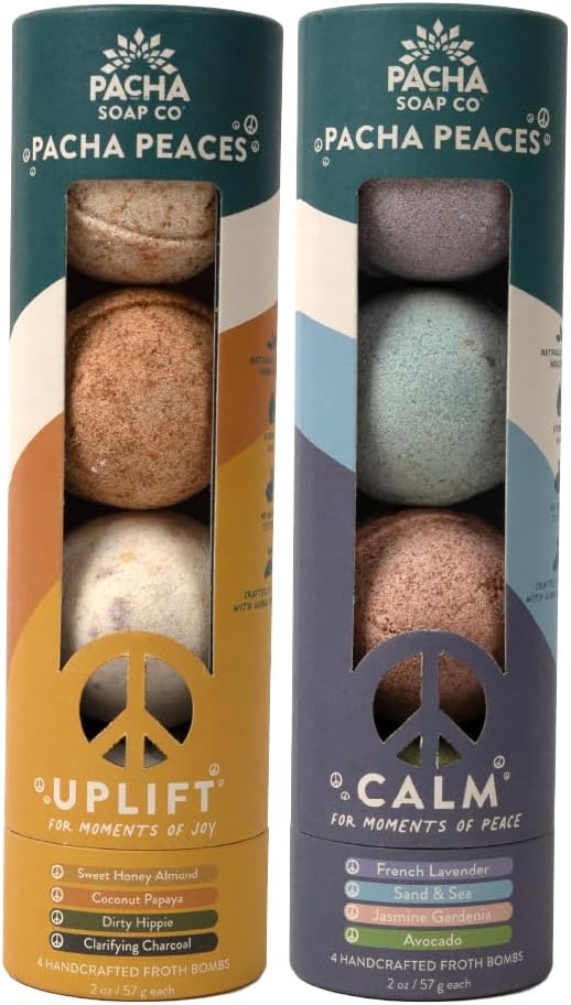 Pacha SOAP Froth Bath Bomb 2 Pack Nourishing Moisturizing Pacha Peaces Variety Naturally Derived  Handcrafted in The USA