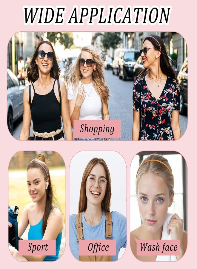 BAKEFY 12 قطعة من عصابات الرأس الرفيعة للنساء، عصابة رأس بلاستيكية رفيعة سادة غير لامعة بأسنان، مشط شعر رفيع، ربطة شعر مرنة، حامل حلقات شعر، إكسسوارات يدوية للنساء والفتيات - Image 4