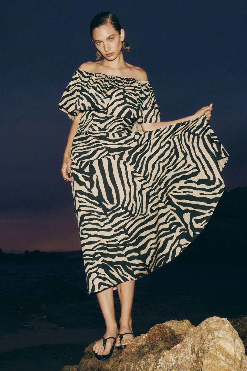 H&M Flounced off-the-shoulder dress