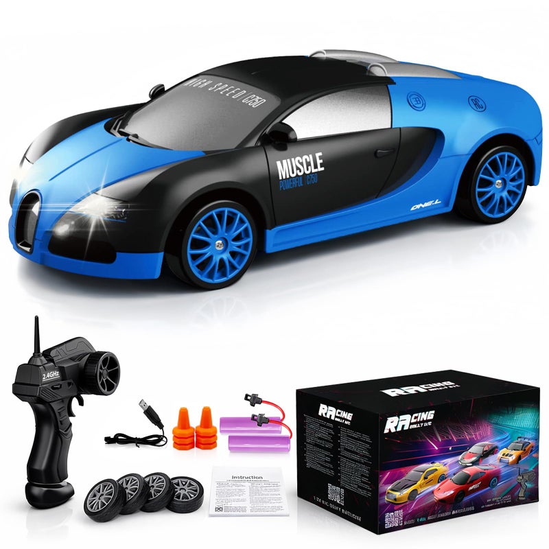 Desdoni Remote Control Car RC Drift Car 24GHz 124 Scale 4WD 15KMH High Speed Model Vehicle with LED Lights Drifting Tire Racing Sport Toy Car for Adults Boys Girls Kids Gift 2Pcs Rechargeable Batteries - Image 2
