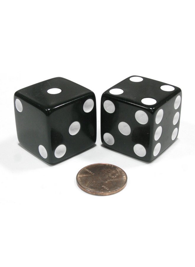 Koplow Games Koplow Games Set of 2 D6 25mm Large Opaque Jumbo Dice - Black with White Pips  - Image 3