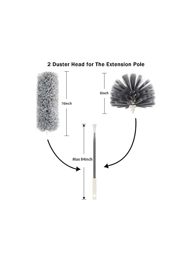 erorex Duster with Extra Long Extension Pole,Womdee Microfiber & Cobweb Double Replacement Heads Extendable Dusters for Cleaning High Ceiling Fan, Cars - Image 4