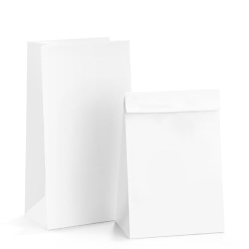 BagDream Paper Lunch Bags 6lb 100Pcs Kraft Bulk, Craft, Bread, White Snack Bags, 6x3.54x11 Inches Sack Lunch Bags - Image 1