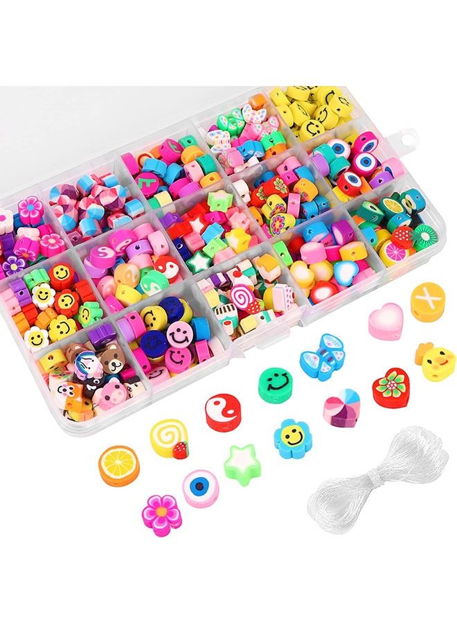 Arabest 300-Piece Colorful Fruit & Smiley Clay Beads Kit for Girls - DIY Jewelry Making Set with 15 Shapes for Bracelets, Necklaces & Earrings  - Image 3