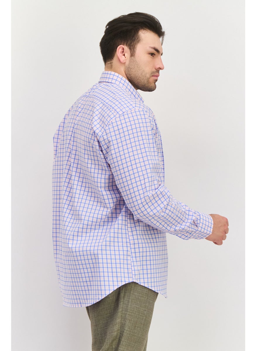 Tailorbyrd - Men Regular Fit Embroidered Logo Long Sleeve Casual Shirts, Light Pink - Image 1