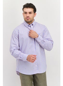 Men Regular Fit Embroidered Logo Long Sleeve Casual Shirts, Light Pink