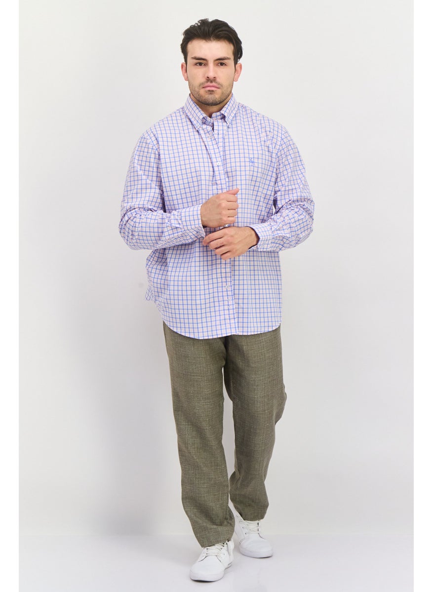Tailorbyrd - Men Regular Fit Embroidered Logo Long Sleeve Casual Shirts, Light Pink - Image 1