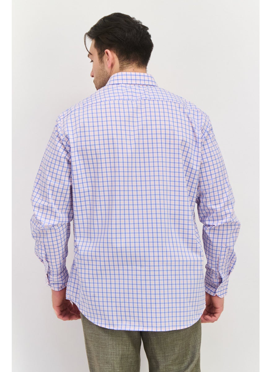 Tailorbyrd - Men Regular Fit Embroidered Logo Long Sleeve Casual Shirts, Light Pink - Image 1
