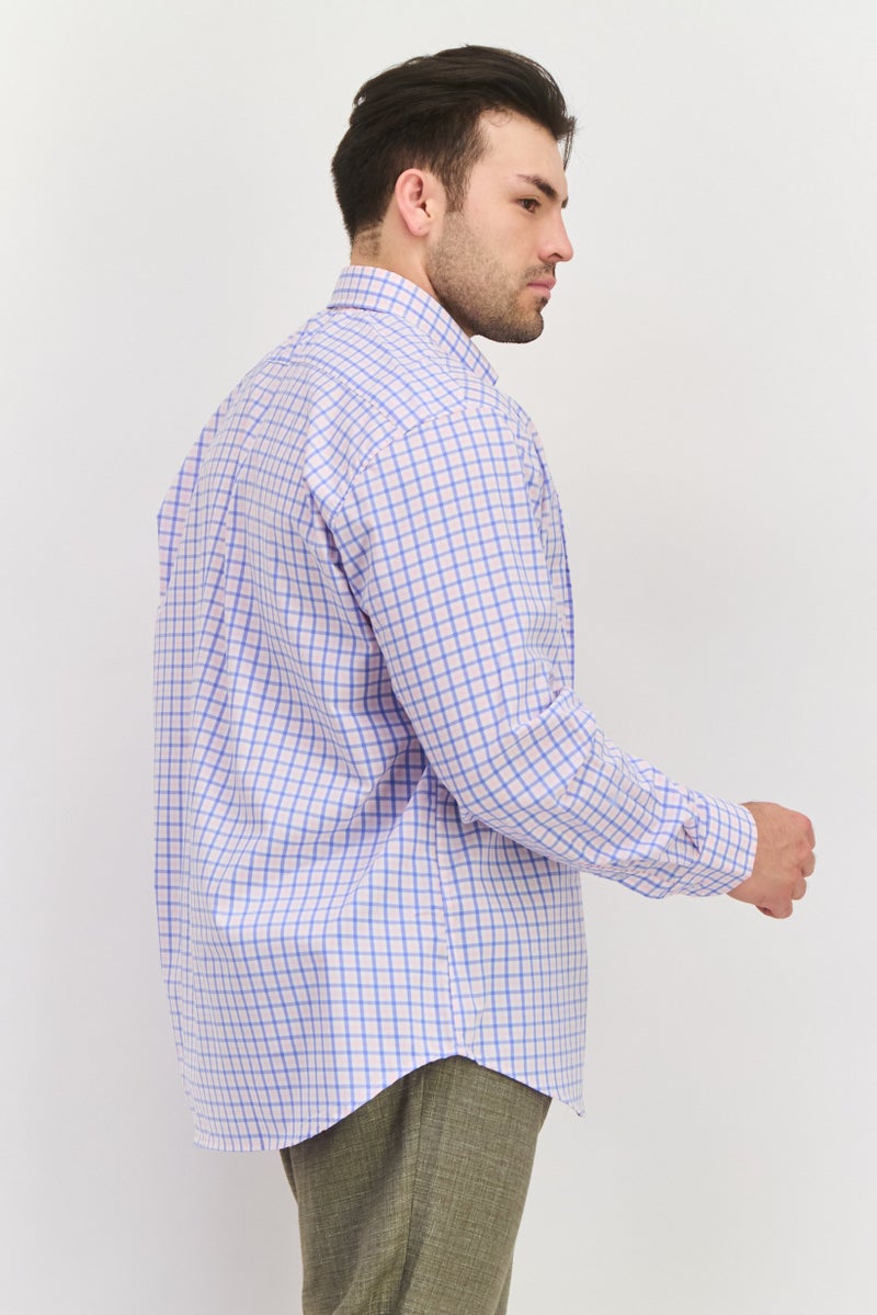 Tailorbyrd Men Regular Fit Embroidered Logo Long Sleeve Casual Shirts, Light Pink - Image 4