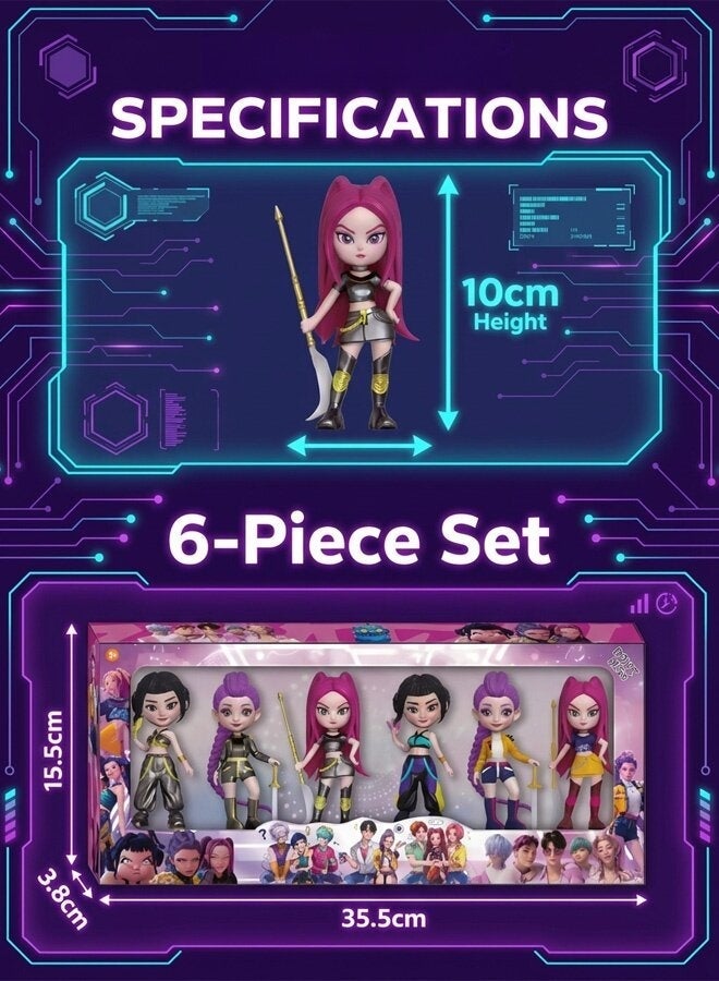 Joudiplay Hunter Doll Set, Demon Hunter Girls Group Figurine Set, Dolls and Figurines, 6-piece Girls Group Gift Set (e.g. Mei / Mira / Zoe) - Image 5