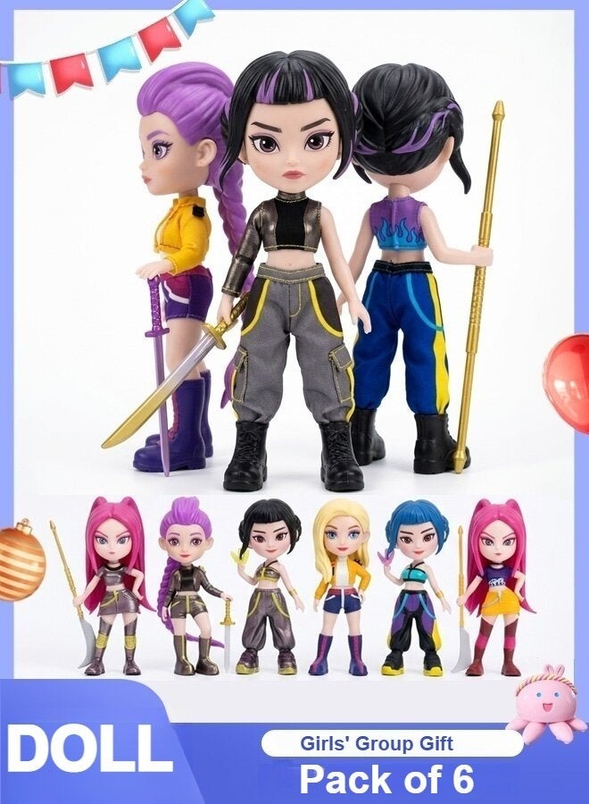 Joudiplay Hunter Doll Set, Demon Hunter Girls Group Figurine Set, Dolls and Figurines, 6-piece Girls Group Gift Set (e.g. Mei / Mira / Zoe) - Image 1