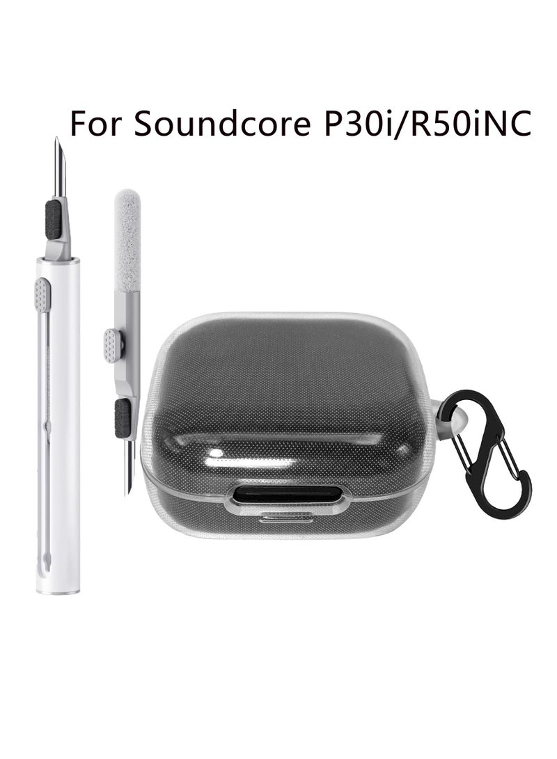 TPU Case for Anker Soundcore R50iNC/P30i, Shockproof Protective Earbuds Cover with CarabinerCleaning tools (Clear) - Image 1