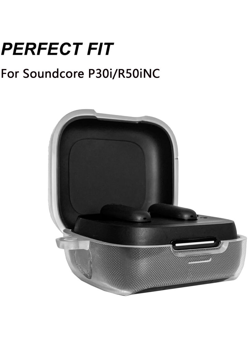 TPU Case for Anker Soundcore R50iNC/P30i, Shockproof Protective Earbuds Cover with CarabinerCleaning tools (Clear) - Image 2