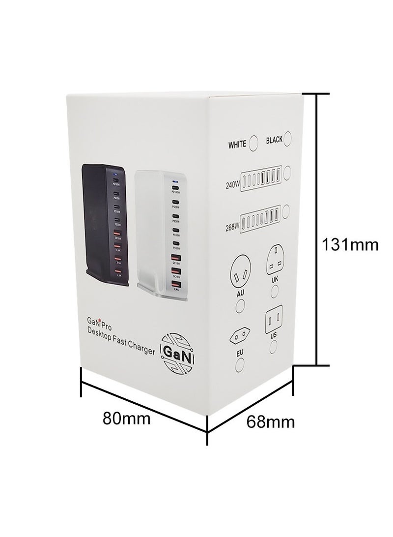 AROAQ 240W Gan USB Type C Fast Charger, Multiple Use 8 Ports PD QC4.0 Laptop Charger, Safe And Durable Desktop Charger Compatible for Macbook Pro/Air/Ipad Pro/Iphone, (240W, White) - Image 4