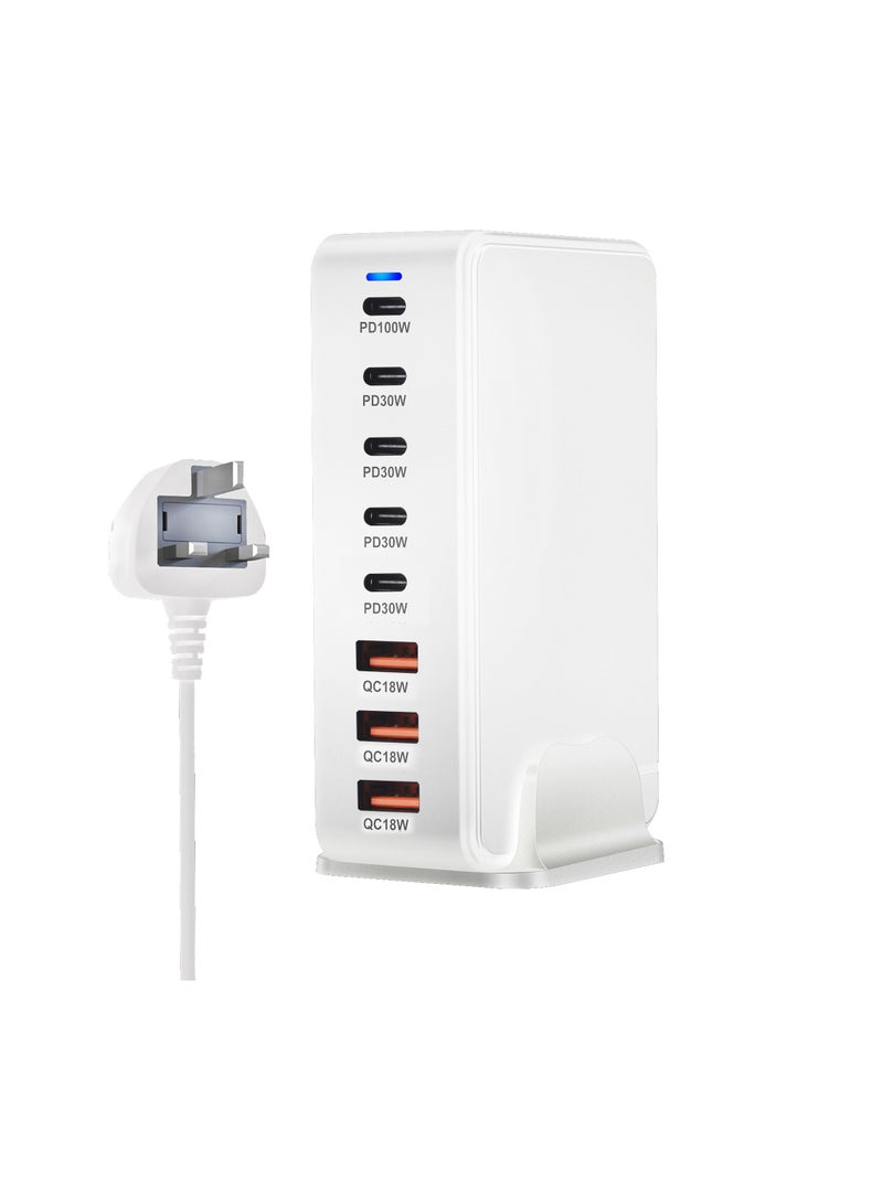 AROAQ 240W Gan USB Type C Fast Charger, Multiple Use 8 Ports PD QC4.0 Laptop Charger, Safe And Durable Desktop Charger Compatible for Macbook Pro/Air/Ipad Pro/Iphone, (240W, White) - Image 1