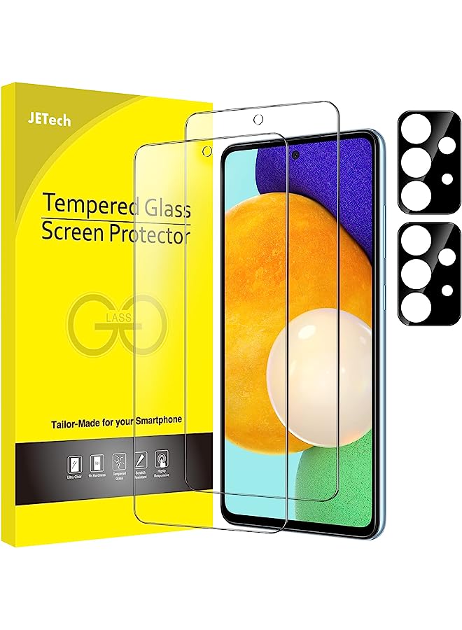 Jetech Screen Protector For Samsung Galaxy A52 / A52 5G / A52S 5G With Camera Lens Protector, Tempered Glass Film, Hd Clear, 2-Pack Each - Image 1