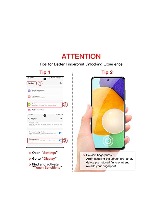 Jetech Screen Protector For Samsung Galaxy A52 / A52 5G / A52S 5G With Camera Lens Protector, Tempered Glass Film, Hd Clear, 2-Pack Each - Image 3
